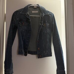 Denim Blue Jean Jacket with Button Accents